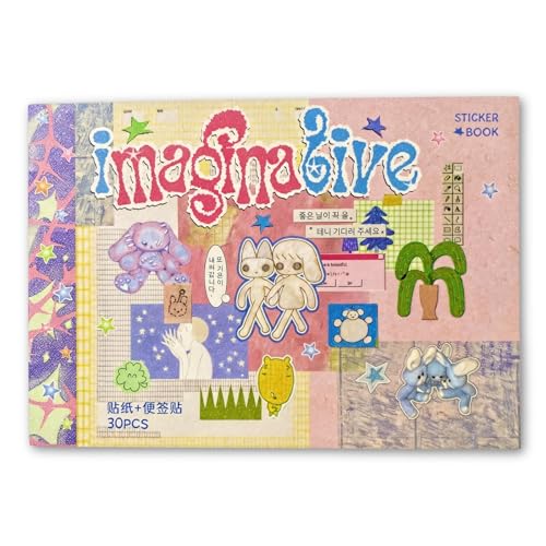 TIAMECH Japanese Manga Style Magina Live Stickers Book - 30 Sheets Glitter Sand & Matte Film Paper Stickers for Scrapbooking, Ephemera, Waterproof Junk Journaling Supplies & DIY Crafts