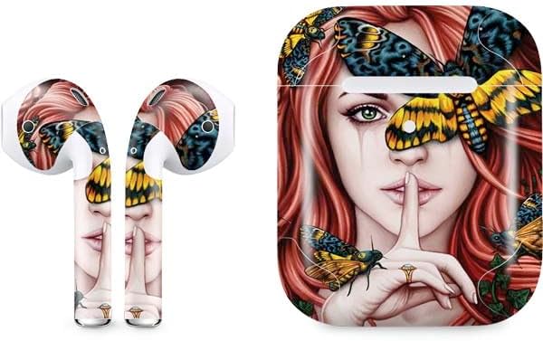 Skinit Decal Audio Skin Compatible with Apple AirPods 2 - Green Flames Design