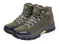Botas de Senderismo Hombre Impermeables Zapatillas...: Parte superior de piel de ante de alta calidad, cabeza redonda de tejido, alta resistencia, impermeable y fácil de cuidar. Combinando el concepto de diseño de ciencia y tecnología, diseño confortable, puntera anti-colisión Radian precisa, bloqueando ...