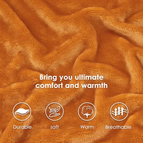 SOCHOW Wohndecke Kuscheldecke aus Sherpa Fleece Orange, 220 x 240 cm – Ansicht 6
