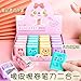 4pc Cartoon Book Shaped Eraser, Clean and Shavings Dual-Use Eraser-Eraser+Pencil Sharpener