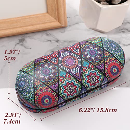 Image of MoKo Double Eyeglass Case, Contact Lens Case with Mirror Tweezers Remover, 2 in 1 Double Sided Portable Contact Lens Box Holder Container Storage Kit Sunglasses Pouch for Men & Women, Rhombic Datura