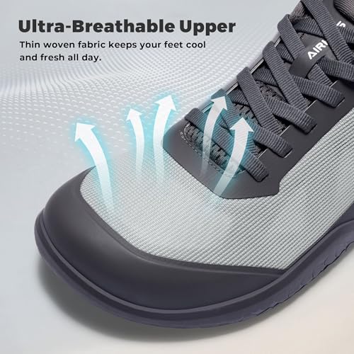 Image of AIRHAS Men's Barefoot Training Shoes Zero Drop Minimalist Sneakers Anatomical Toe Design for Weightlifting and Fitness