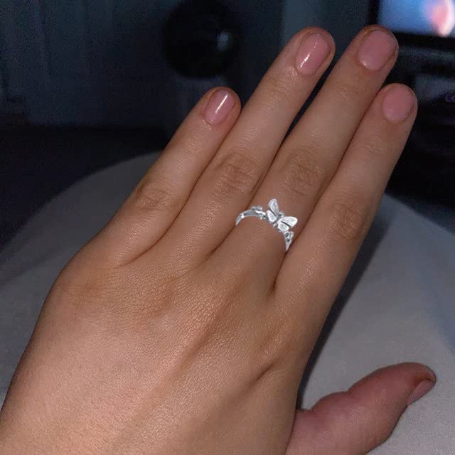 JO WISDOM Butterfly Ring,925 Sterling Silver Butterfly Jewelry for Mom Animal Statement Promise Engagement Wedding Ring for Women3