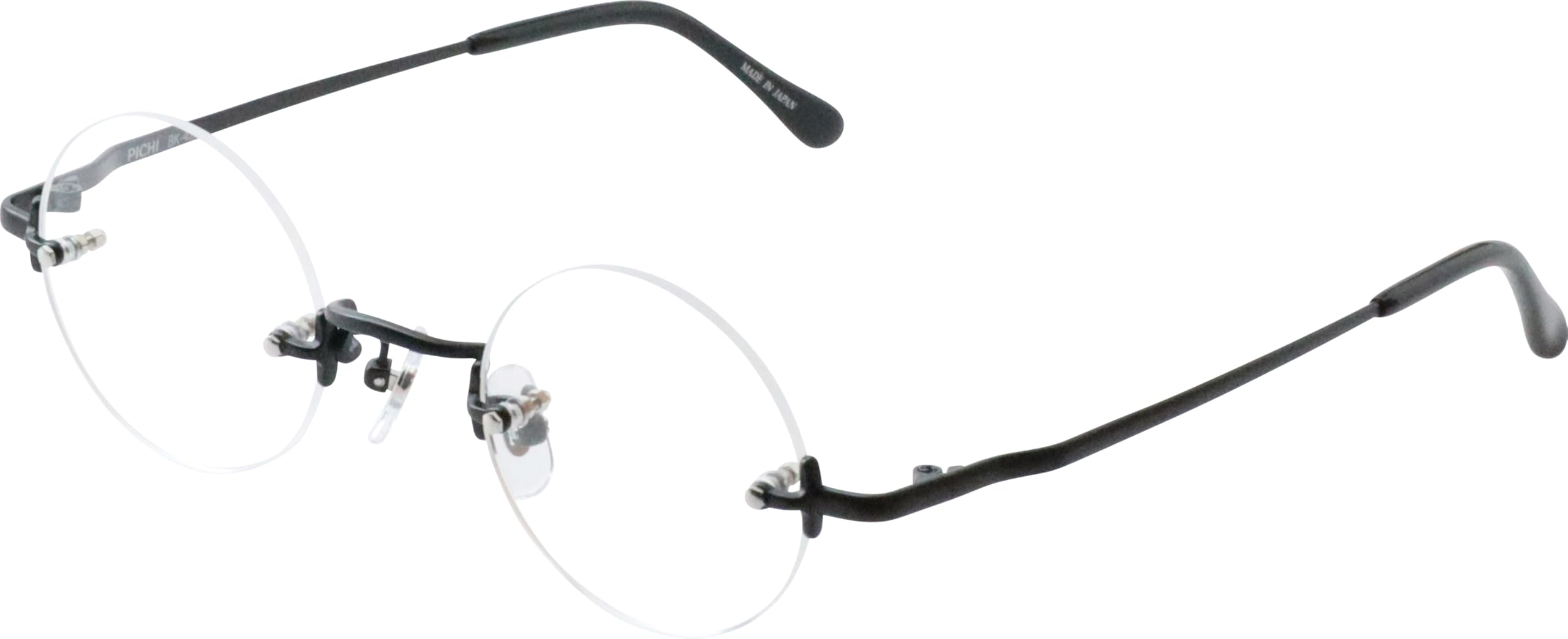 限定 小さめ 縁なし メガネ ハーフマット ブラック レディース メンズ ラウンド 鯖江 日本製 PICHI BK 42 51vAnKnKFBL.jpg