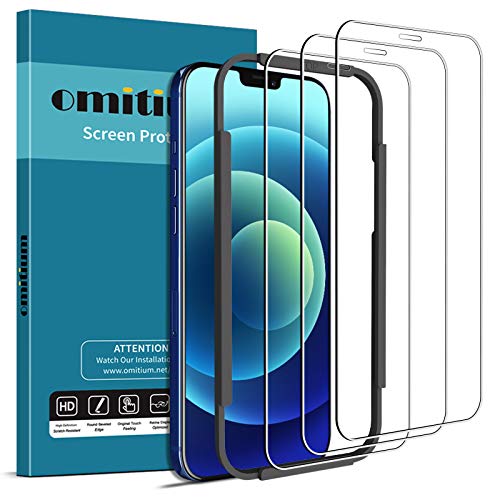 omitium Volledig Screenprotector voor iPhone 12 / iPhone 12 Pro (6,1 "), [3 stuks] iPhone 12 Pro Pantserglasfolie [met Positionering Hulp] 9H gehard glas beschermfolie iPhone 12 Schermbeschermer