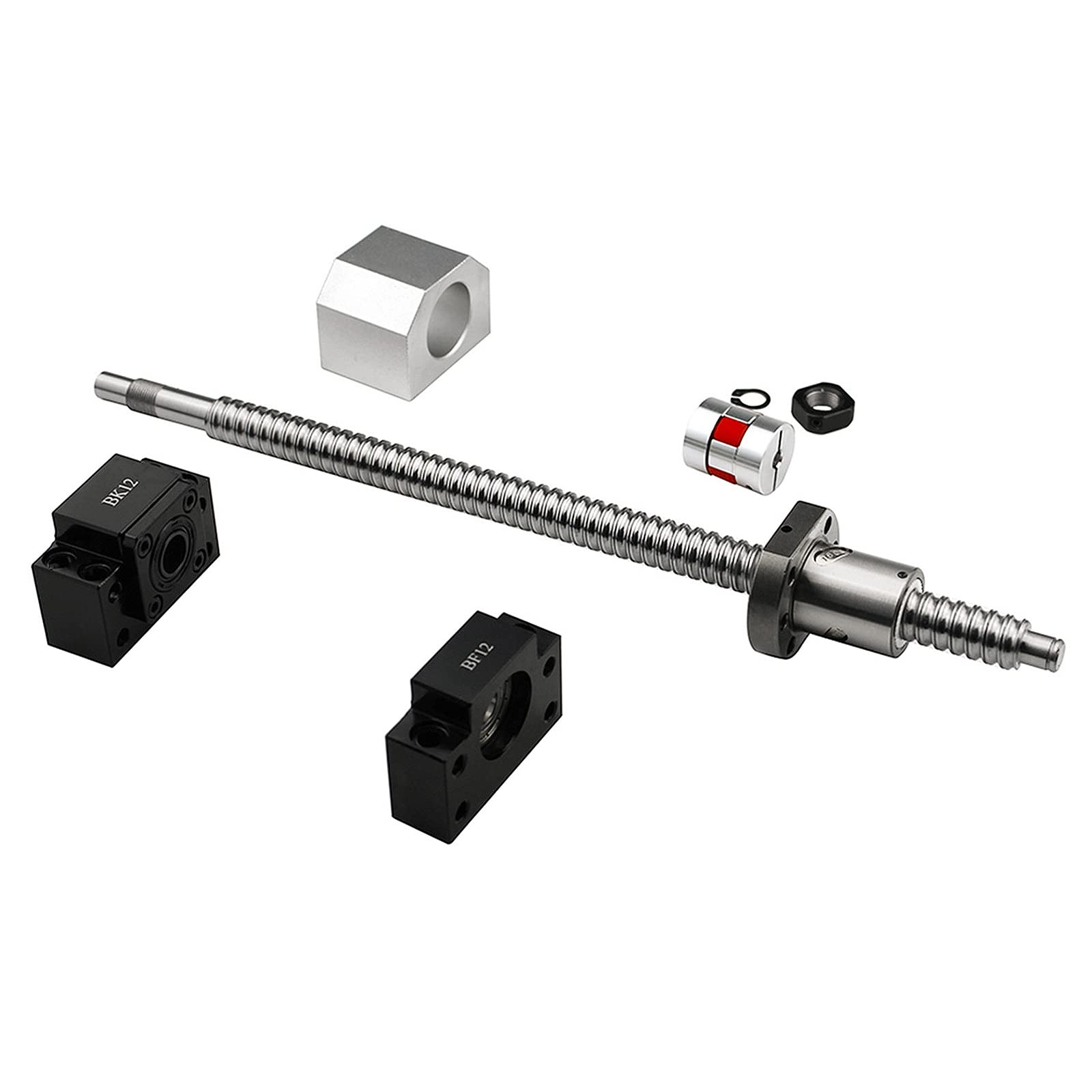 CNCMANS Kit SFU1605/RM1605 SFU1605-L1000 mm (39,37 in) - Vis filetée à billes + écrou 1605 + support BK/ BF12 + boîtier d'écrou + raccord 6,35 x 10 mm - Pièces CNC