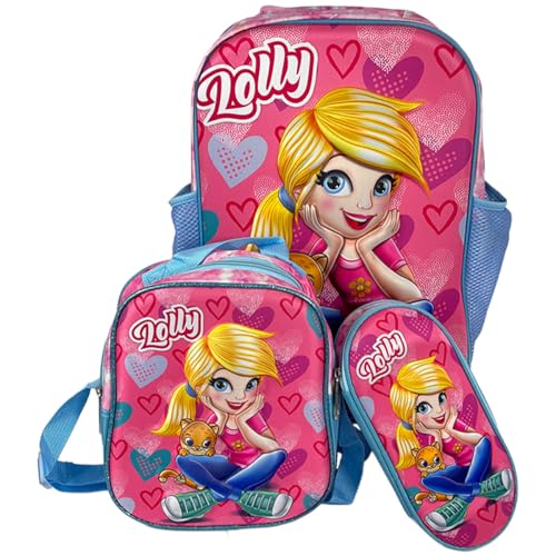 Kit De Mochila Escolar Infantil Feminina Da Lolly3D Com Rodinhas Em Silicone Acompanha Lancheira Termica E Estojo Kit De Mochila Resistente