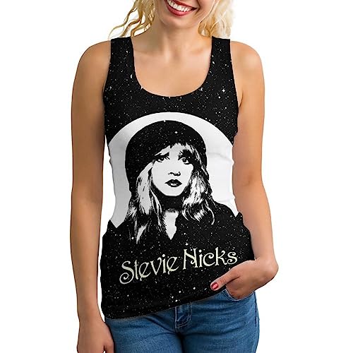 QDUqgTRds Stevie Rock Singer Nicks Womans Tops Sleeveless Tops for Women Crew Summer Tops for Girls Cool Polyester Shirts for Sports Cycling Daily Fishing Top M