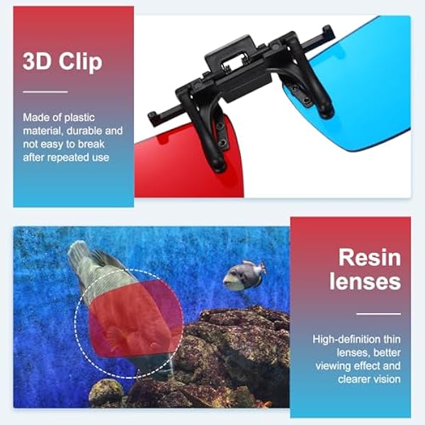 QUARKZMAN 4 шт. 3D Очки Клип Красный Синий/Голубой, 3D Очки Анаглический Клип Квадратная Оправа Для Кинотеатра Игровой ТВ Проектор