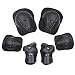 [KuYou]Protective Gear safety pad Safeguard Knee Elbow Wrist Support Pad set for Kids Children Skateboard/Roller Skating/Ice Skating,5-15 Years Old, Black