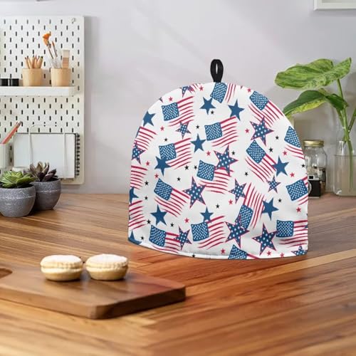 Image of American Flag Teapot Warmer Tea Pot Cover Keep Tea Warm Insulation Teapot Cozies Kettle Cover 4th of July Independence Memorial Day Decor