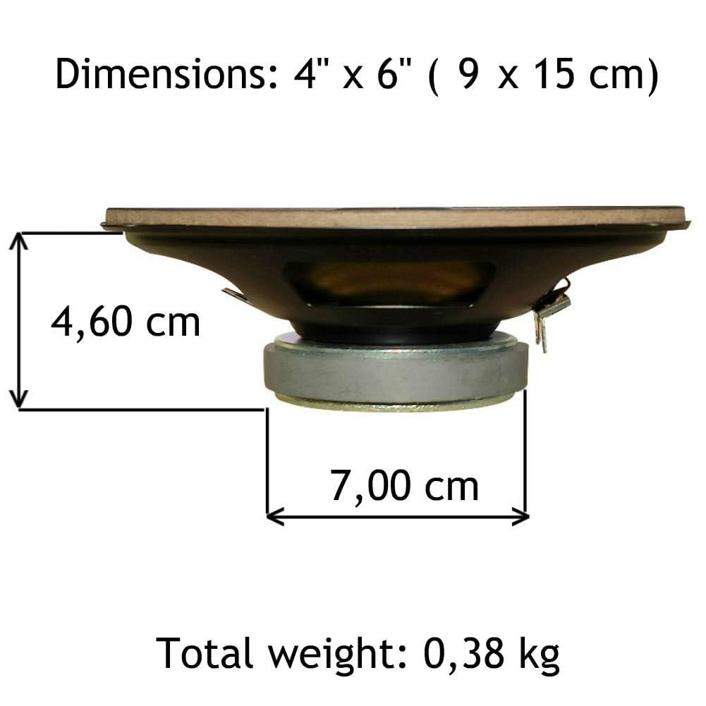 KIT SET PER PHONOCAR BASIC 66021 2 altoparlanti coassiali a 2 vie, 4" x 6" 9,00 x 15,00 cm 90 x 150 mm, 30 watt rms 60 watt max, 4 ohm, 90 db neri, a coppia