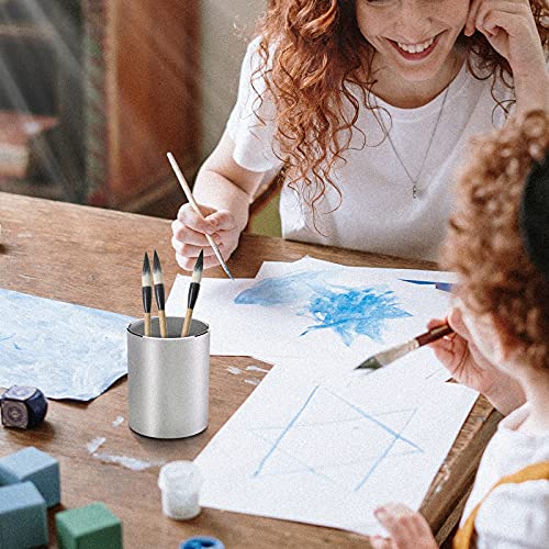 Vaydeer-Metal-Pen-Holder-Aluminum-Pencil-Holder-for-desk-Round-Desktop-Organizer-and-Silver-Pencil-Cup-for-Office-School-Home-and-Stationary-Supplies-315-x-315-x-394-Inches