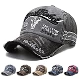 390円お得!帽子 レディース メンズ キャップ 野球帽 つば広 刺繍 ダメージ加工 欧米風 日よけ 男女兼用 涼しい アウトドア 父の日ギフト 登山、釣り、ゴルフに最適