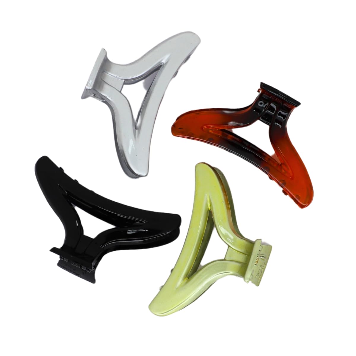 Set of 4 Triangle Hair Claw Clips – Stylish Matte & Glossy Finish Hair Clamps for Women and Girls-image-1