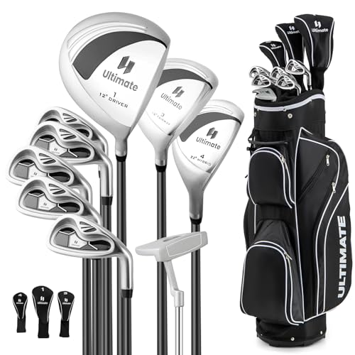 Goplus Complete Golf Club Set for Women, 9 Pieces Golf Clubs with #1 Driver, #3 Fairway, #4 Hybrid, #6 & #7 & #8 & #9 & #P Irons, Putter, Head Covers, Ladies' Right Handed (9 PCS w/Cart Bag, Black)