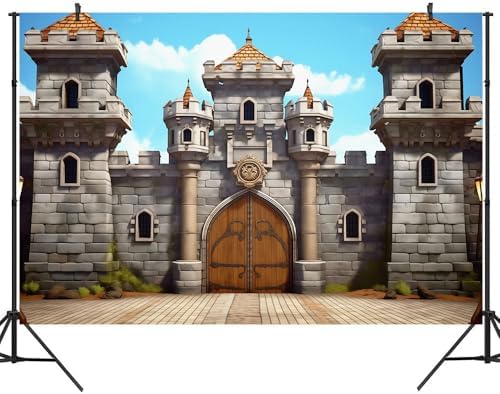 A medieval castle background, knight decorated castle wall background, century themed party decoration supplies - 15
