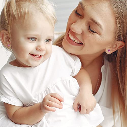 MJust Hypoallergenic Flat Back Earrings for Women & Men, 7 Pairs Stainless Steel Stud Earrings with Flat Backs, Screw Back Cartilage Earrings Set with CZ for Sensitive Ears2