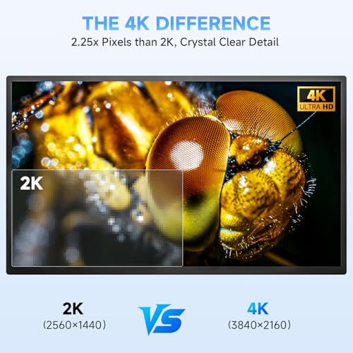 Image of 23.8 inch 4K Portable Monitor, UHD 3840x2160 IPS 400nits 100% sRGB Calibrated Color Gaming Monitor, USB-C HDMI Laptop Screen Extender with Speakers for Desktop, MacBook, PS5, Xbox, Switch