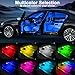 LYCARESUN 4 Pcs Wireless Interior Car Led Lights with Remote Control, 16 Colors USB Rechargeable, Magnetic Touch Ambient Led Lights for Decor