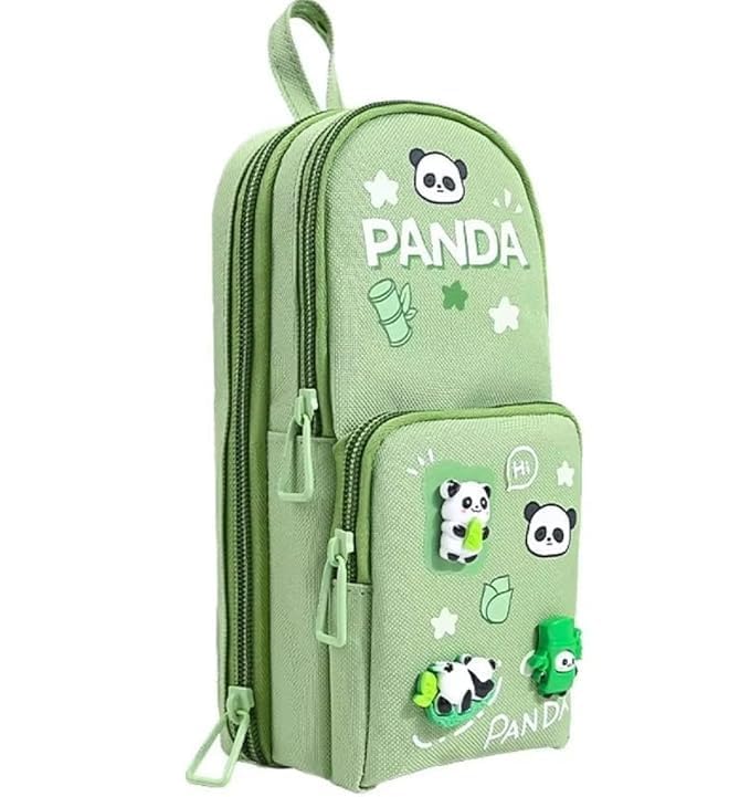 KHAMOSH TRADERS™Stylish Pencil Case 6 Layer with 3 Compartment Large Capacity Pen Pencil Pouch Multifunctional Pouch for School Kids Stationary Gift for Child (Green Panda)-image-31