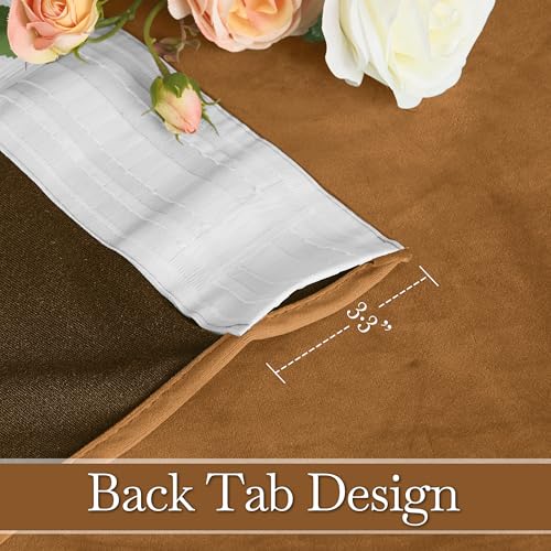Image of RYB HOME Velvet Curtains 102 inches Long, Extra Long High Ceiling Curtains | Room Darkening, Thermal Insulated, Luxurious Soft, Home Decor Curtains for Living Room Bedroom, W52 x L102, Bronze, 2 Panels