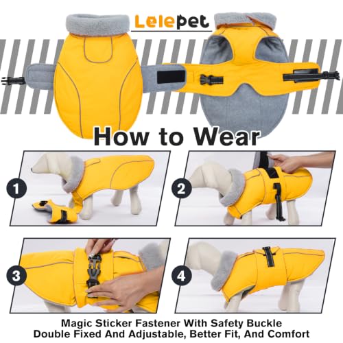 Image of Lelepet Dog Coat Waterproof Dog Jacket Fleece Vest with Adjustable Buckle