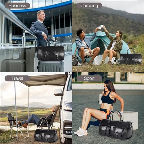 Suit Storage Bag Garment Bag with Shoe Compartment 2 in 1 Leather Garment Duffle Bags for Travel, Business4