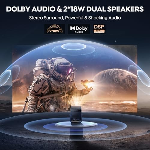 Image of Smart Projector 4K [VIDAA Live TV & 36W Dolby & Voice Control] with WiFi6 and Bluetooth, Short Throw Projector Compatible with Netflix, AI Auto Focus, HDR10, Home Theater Proyector for Outdoor Movies