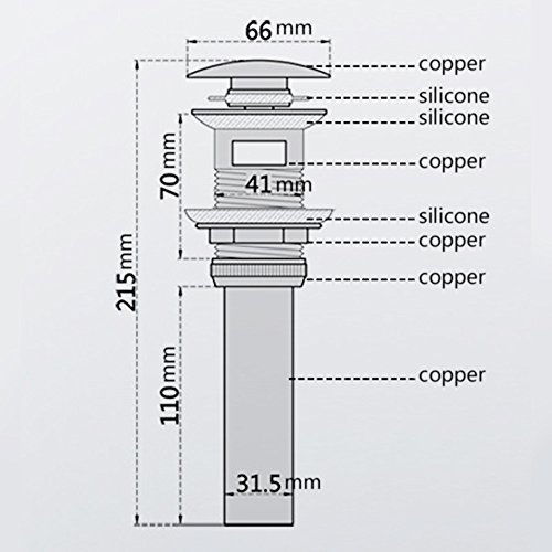 KUNGYO Tappo Scarico Lavandino Pop Up Piletta