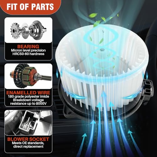 Image of AC Heater Blower Motor with Fan 700002 fit for Acura MDX 01-06, Compatible with Honda Odyssey 1999-2004, Pilot 2003-2008, Accord 1998-2002,Replaces #79310S3VA01, 79310S84A01, HO3126105