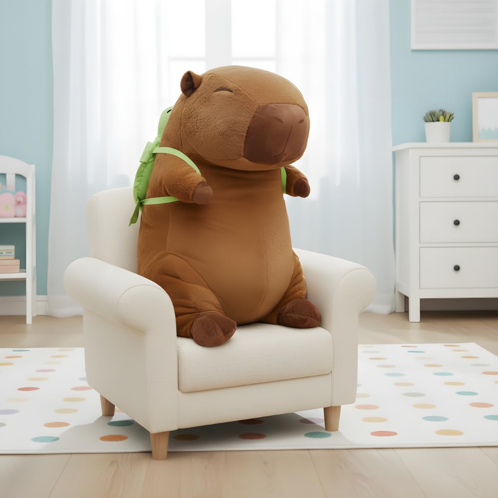 Capybara Peluche XXL 100 cm – Gran Peluche Suave Kapibara 3 en 1 cojín y decoración – Gigante para niños y Adultos (Capybara con Tortuga)