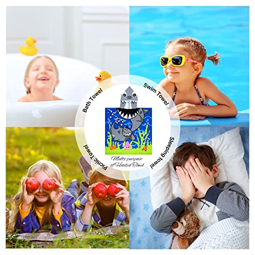 Violet Mist Hooded Towel Thick Bath Towels For Kids Cute Shark Quick Dry Sand Free Beach Towels Boys Soft Cotton Washcloths Poncho Cover-Ups Bathrobe Pool Swim Shower Towels 27 In*59 In #TOP5