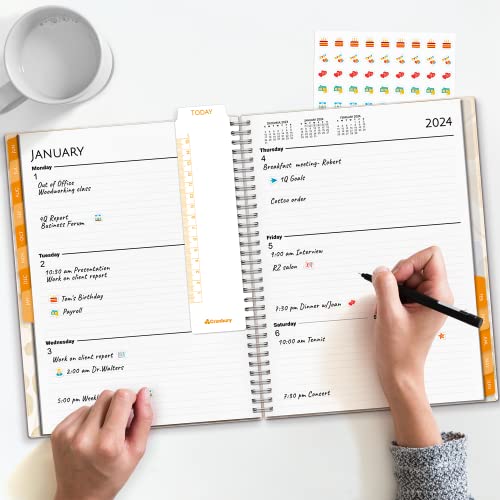 Cranbury Large Academic Planner 2023-2024 (Leaves), 8.5X11" Daily Weekly Monthly Calendar Planner, Use To June 2024, Schedule Planner Book With Monthly Tabs, Poly Bookmark, Back Pocket, Stickers #TOP5