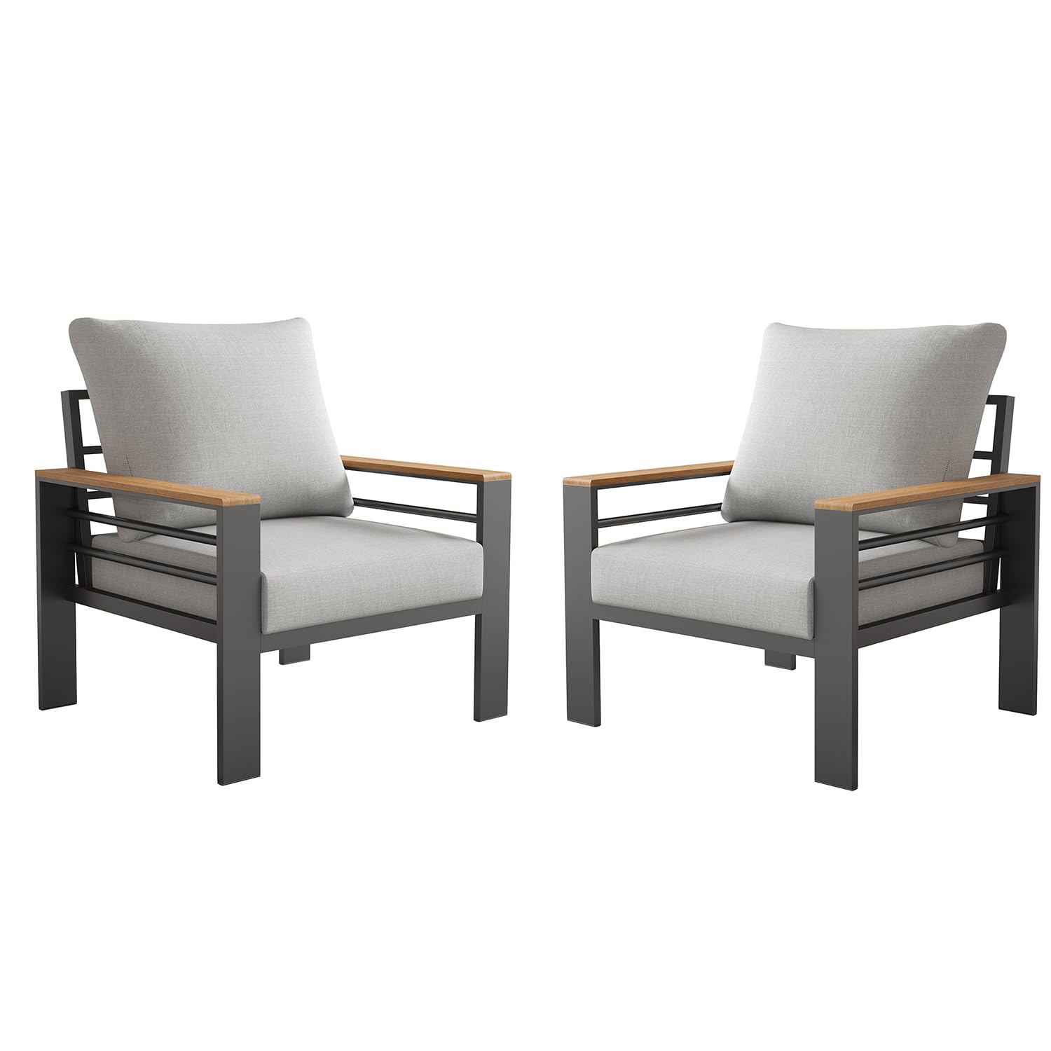 Aoxun Aluminum Patio Furniture Armchair, Grey