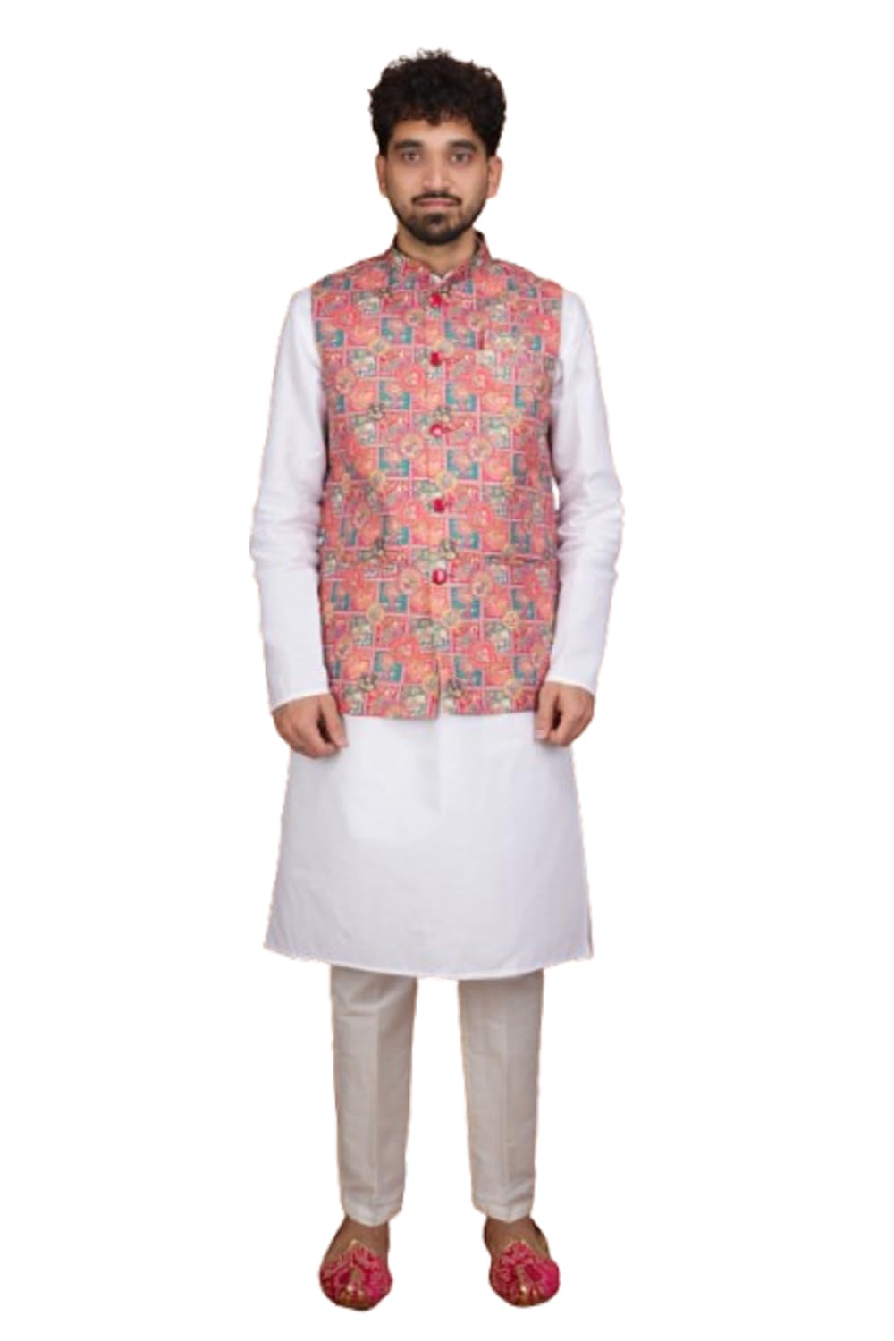 tatvivah Mens Ethnic Nehru Jacket Waistcoat | Printed Traditional Modi Jacket for Men | Sleeveless Band Collar Festive Wedding | Regular Fit Ethnic Waistcoat for Kurta Shirt-picture-44