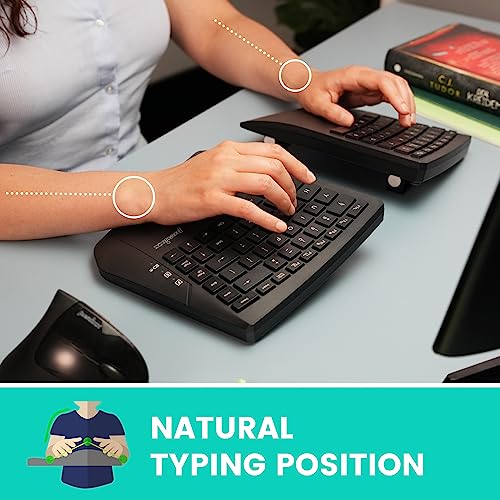 Perixx PERIBOARD-624B US, Wireless Ergonomic Split Keyboard - Up 30 Ft Separation - Adjustable Tilt Angle - Low Profile Membrane Keys - Black - US English by Perixx - Image 3
