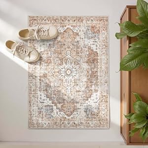 jinchan Area Rug 2x3 Entryway Rug Washable Doormat Vintage Retro Indoor Distressed Door Mat Accent Floor Cover Lightweight Non Slip Low Pile Carpet for Bathroom Kitchen Living Room Bedroom B