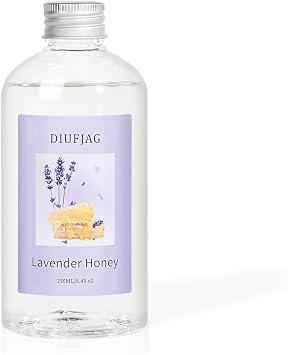 Lavender Honey Diffuser with 20 Black Fiber Sticks, 200ml 6.7 oz Diffusers for Home Essentials Bathroom,Last up to 60 Days