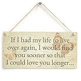Meijiafei If I had My Life to Live Over Again, I Would find You Sooner so That I Could Love You Longer. - Romantic Home Accessory Gift Sign 10'x5'