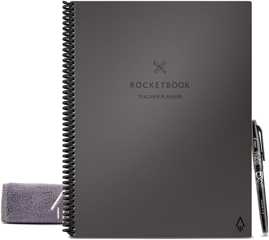 RocketbookSmart Reusable Notebook, Teacher Planner with 8 Page Types, Deep Space Gray, (8.5" x 11")