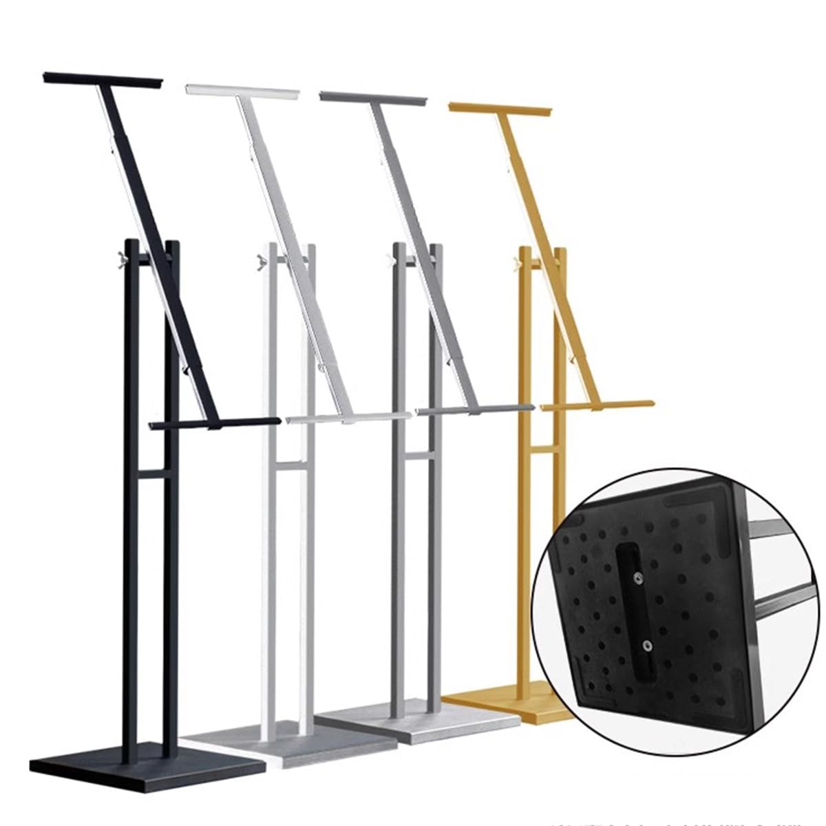 A4 Einstellbare Zeichen Halter Stand Vertikale Boden-Standständer doppelseitige Halterung,Weiß