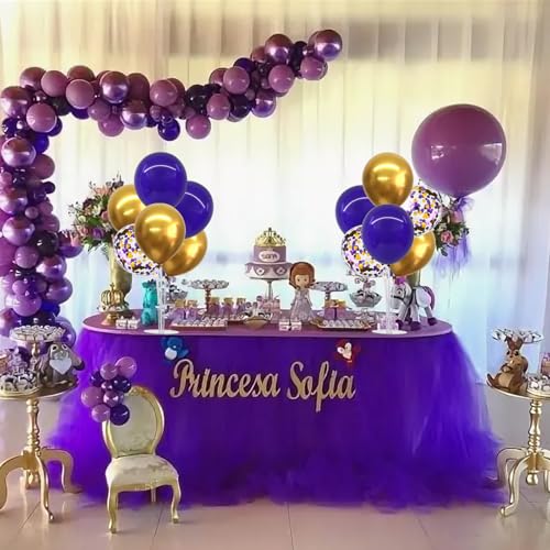 Image of TONIFUL 4 Set Purple Gold Balloon Stand Balloon Centerpieces for Table