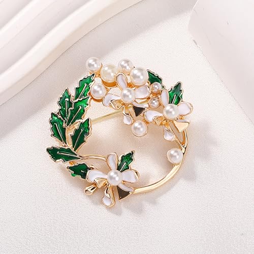 Image of Rhinestone Flower Brooch 18K Gold Plated Flower Floral Brooch Elegant Pearl Lapel Pin Costume Jewelry Thanksgiving Day Birthday Wedding Gifts for Mom Wife