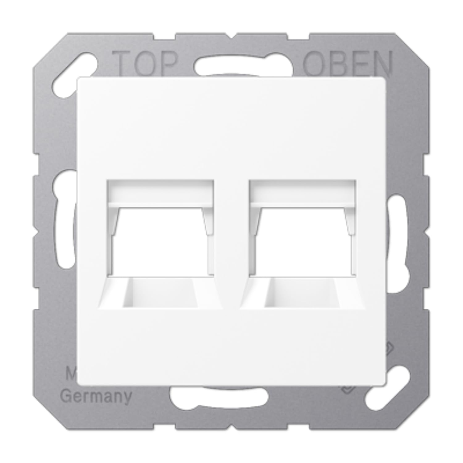 Plaque modulaire Jack 2 prises pour connecteur réseau double blanc mat