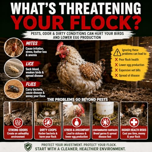 Image of Poultry Guard - Natural Chicken Mite & Lice Treatment - Organic Poultry Parasite Spray & Chicken Coop Cleaner - Safe, Non-Toxic Bug Control for Hens, Coops & Commercial Poultry Farms (2.5 Gallon)