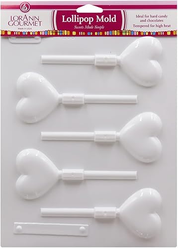 Lorann Oils Molde de láminas de piruletas de corazones, (paquete de 6)