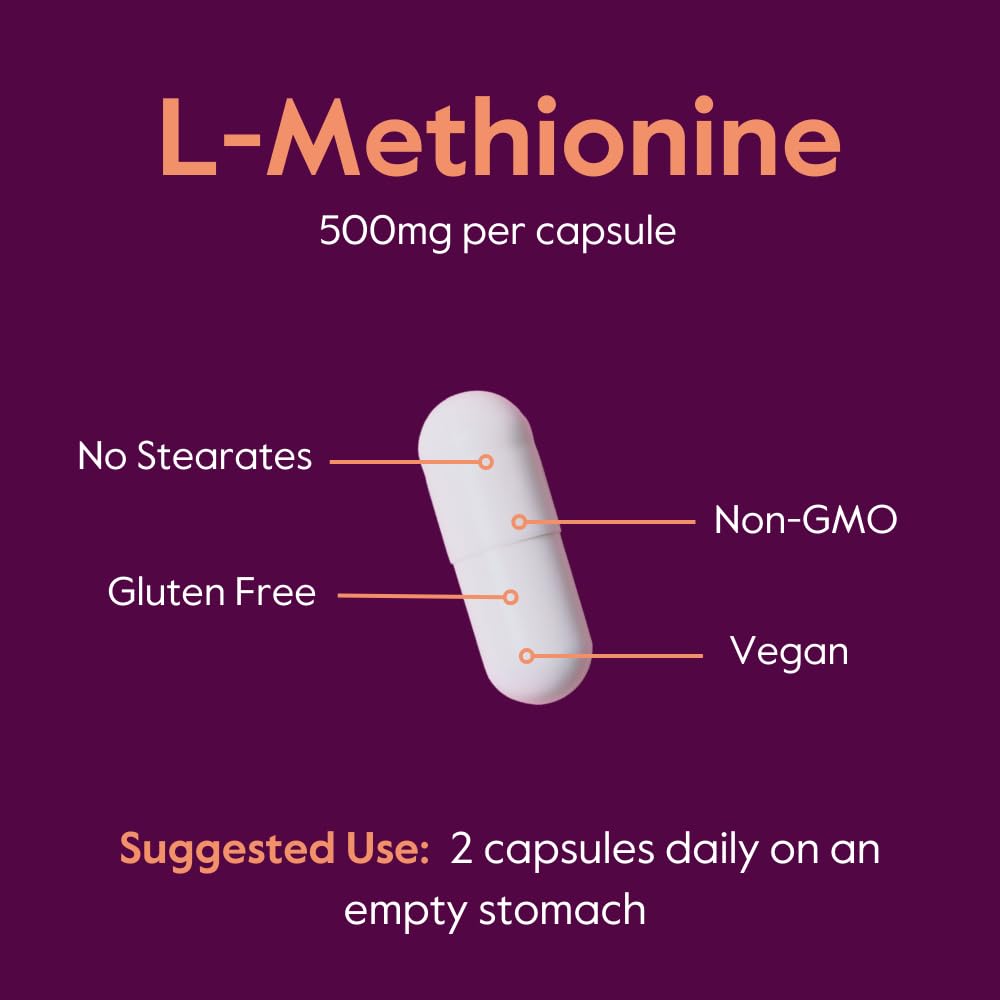 BESTVITE L-Methionine 500mg (120 Veg Caps) - No Stearates - Vegan - Non GMO — Amazon image 5