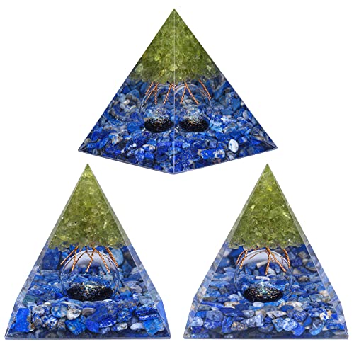 Nupuyai Peridot Tree of Life Lapis Lazuli Crystal Piramid with Glass Crystal Ball - Image 4